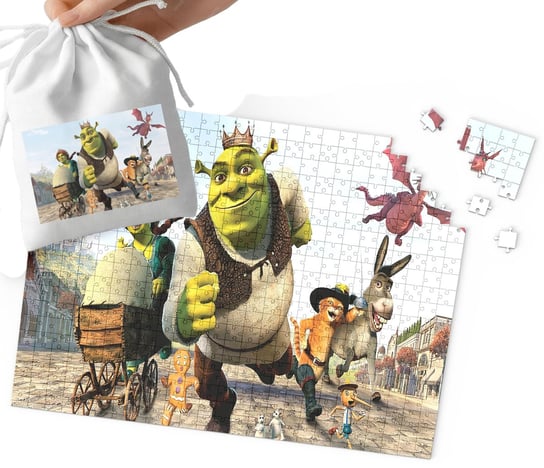 Puzzle - Shrek Osioł Kot W Butach Wzory Z Bajek Prezent 35El +Woreczek WORLD CASE