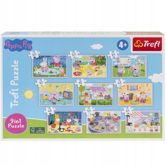 Puzzle Trefl 9w1 327 szt. Świnka Peppa zestaw 9 układanek Trefl