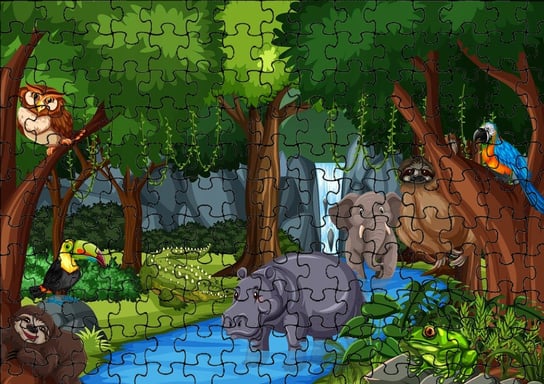 Puzzle Układanka 120 el : Zwierzęta Las + Woreczek Z Nadrukiem bez marki