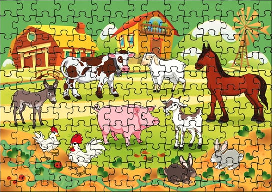 Puzzle Układanka 192 el : Zwierzątka Mix + Woreczek Z Nadrukiem Inna marka