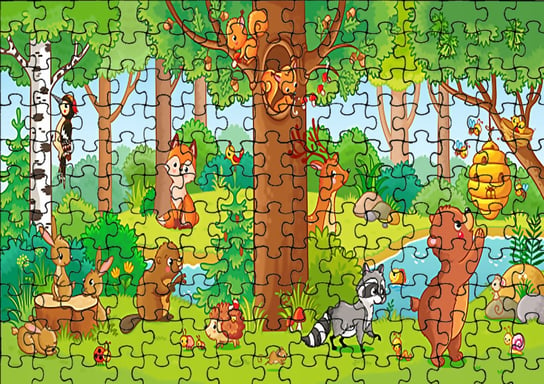 Puzzle Układanka 192 el : Zwierzęta Las + Woreczek Z Nadrukiem Inna marka