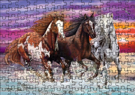 Puzzle Układanka 24 el : Konie Zwierząta + Woreczek Z Nadrukiem bez marki