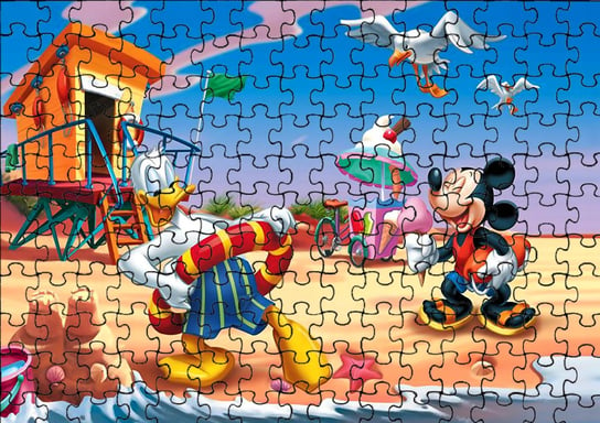 Puzzle Układanka 252 el : Myszka Miki + Woreczek Z Nadrukiem bez marki