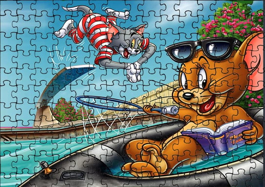 Puzzle Układanka 35 el : Tom & Jerry + Woreczek Z Nadrukiem bez marki