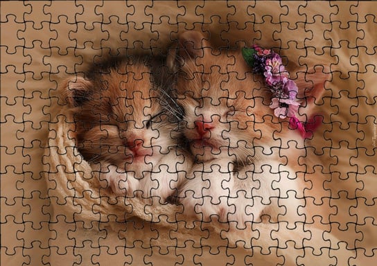 Puzzle Układanka 70 el : Kotki Zwierząta + Woreczek Z Nadrukiem bez marki