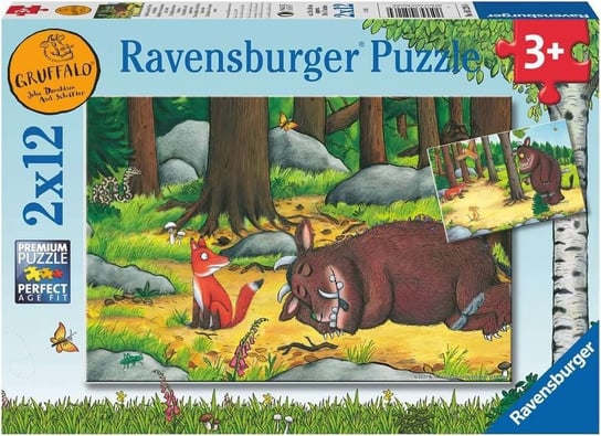 Puzzle układanka z bajki Gruffalo 2x12 dla najmłodszych dzieci 3+ idealne jako prezent wysoka jakość renomowany producent Ravensburger