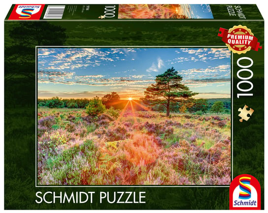 Puzzle, Zachód słońca na wrzosowisku, 1000 el. Schmidt