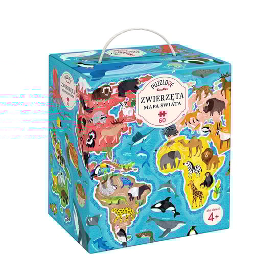 Puzzlove Czuczu, puzzle, Zwierzęta. Mapa Świata, 60 el. Czuczu