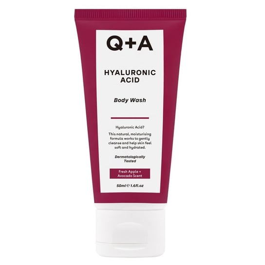 Q+A, Hyaluronic Acid Body Wash, Mini nawilżający żel do mycia ciała z kwasem hialuronowym, 50ml Q+A