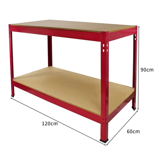 Q -Rx Workbench - czerwony - 120x60x90 cm - Pojemność: 200 kg na tabelę roboczą - Inna marka