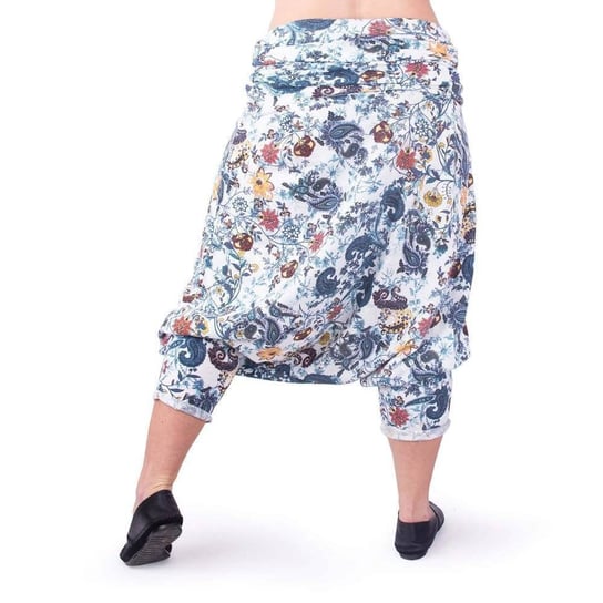 QART Fashion - Spodnie pumpy - alladynki - kwiaty niebieskie - XL QART