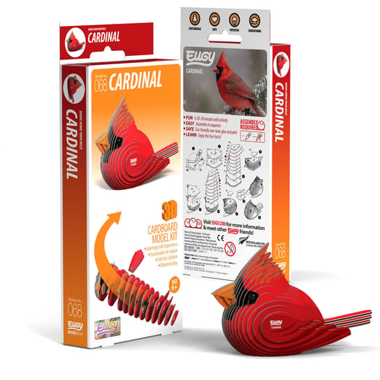 Qelements, Układanka 3D Ptak Kardynał szkarłatny Eugy Eko Qelements