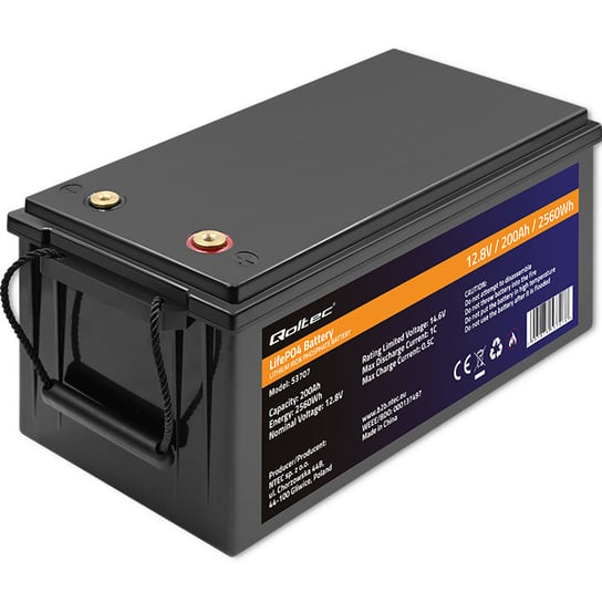 Qoltec Akumulator LiFePO4 Litowo-Żelazowo-Fosforanowy | 12.8V | 200Ah | 2560Wh | BMS Qoltec