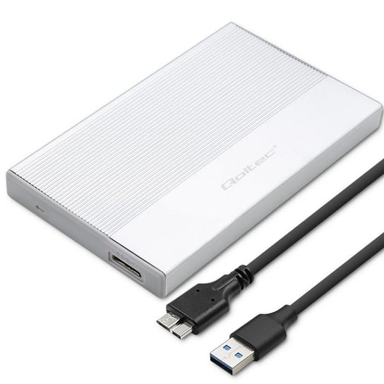Qoltec Aluminiowa Obudowa | Kieszeń na dysk  SSD HDD 2.5" | SATA | USB 3.0 | Super speed 5Gb/s | 2TB | Srebrny Qoltec