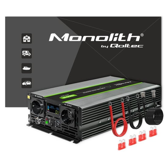 Qoltec Przetwornica napięcia Monolith | 3000W | 6000W | 24V na 230V | Czysty Sinus | LCD Qoltec