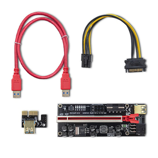 Qoltec Riser Pci-E 1X - 16X Usb 3.0 Ver. 010S Sata/ Pci-E 6 Pin Qoltec