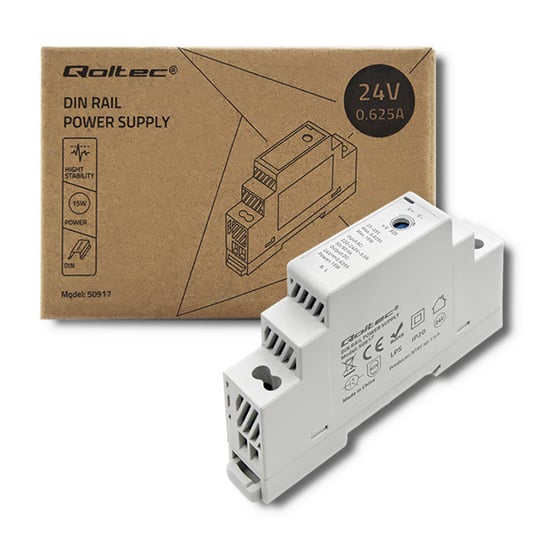 Qoltec Zasilacz Na Szynę Din 15W 24V 0.625A Szary Qoltec