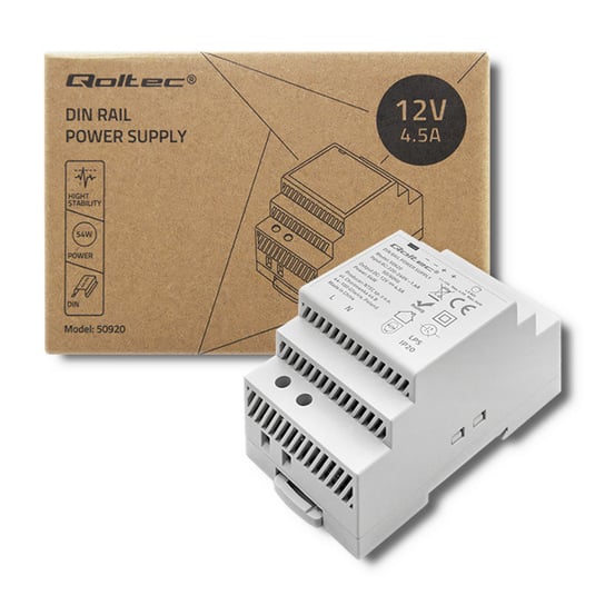 Qoltec Zasilacz Na Szynę Din 54W 12V 4.5A Szary Qoltec