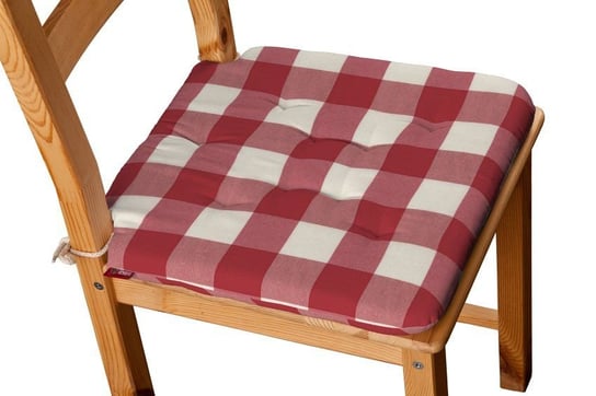 Quadro Siedzisko Olek na krzesło, czerwono biała krata (5,5x5,5cm), 42x41x3,5 cm Dekoria