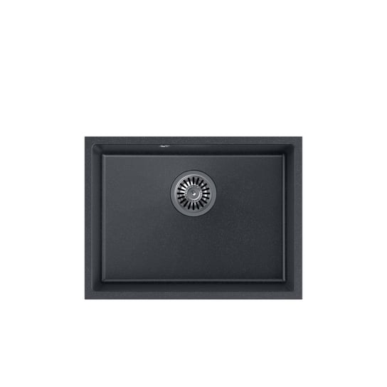 QUADRON ALEC 50 GraniteQ zlewozmywak black dotted (czarny) 53,5x40x20,5 cm 1-komorowy b/o komora podwieszana okrągły odpływ  + syfon manualny stal szczotkowana + zaczepy Inna marka