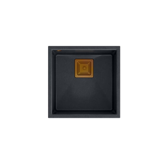 QUADRON DAVID 40 GraniteQ zlewozmywak black diamond 42x42x22,5 cm 1-komorowy b/o komora podwieszana kwadratowy odpływ + syfon manualny miedź save space + zaczepy Inna marka