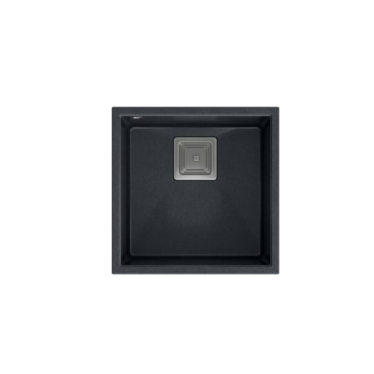 QUADRON DAVID 40 GraniteQ zlewozmywak black diamond 42x42x22,5 cm 1-komorowy b/o komora podwieszana kwadratowy odpływ + syfon manualny stal szczotkowana save space + zaczepy Inna marka