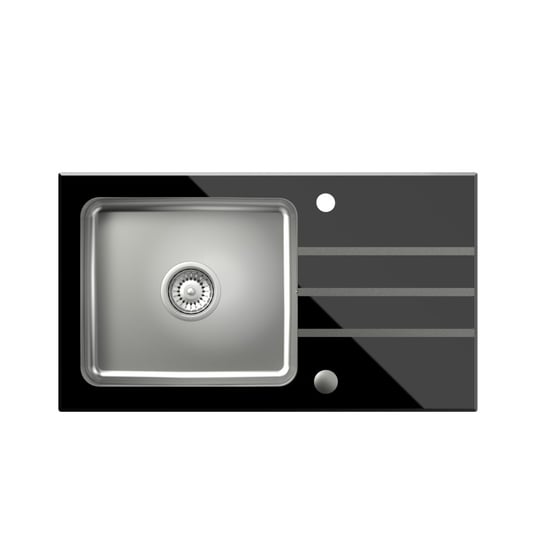 QUADRON JACK 111 komora stalowa z czarnym blatem szklanym z syfonem i zaślepką (770x440/R35) Quadron
