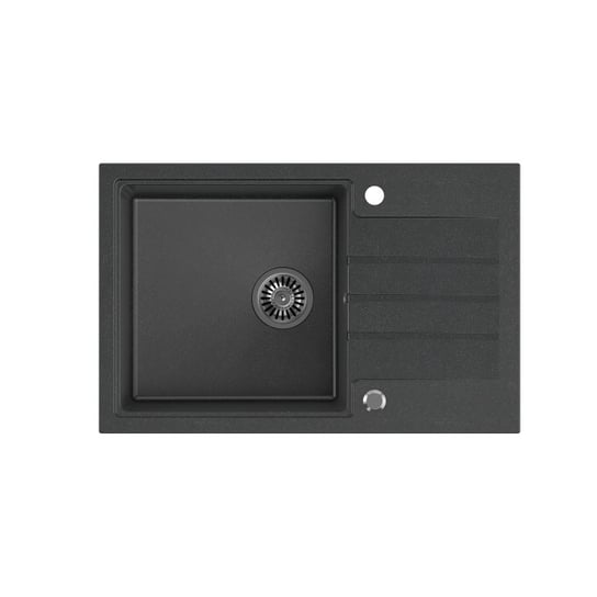 QUADRON PETER 111 GraniteQ zlewozmywak granitowy black dotted (czarny) 1-komorowy z/o (78x50x20) z syfonem save space i zaślepką Quadron