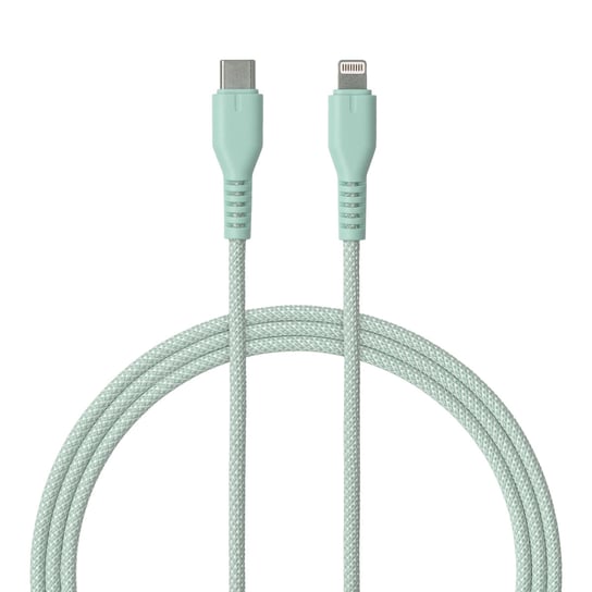 QUALO kabel nylonowy USB-C - Lightning 1,5m 2,4A mietowy QKN-CL-21 Qualo
