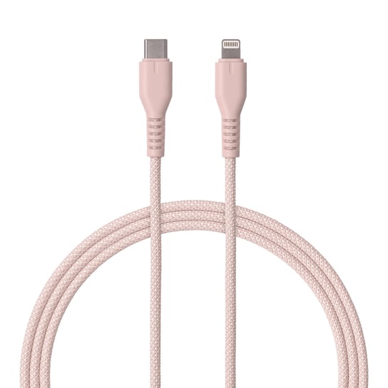 QUALO kabel nylonowy USB-C - Lightning 1,5m 2,4A rożowy QKN-CL-16 Qualo