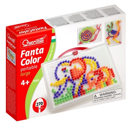 Quercetti, Fanta Color Portable Large, Mozaika duża, zabawka kreatywna, 270 elementów Quercetti