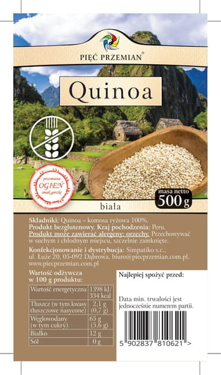 Quinoa Biała Komosa Ryżowa bezglutenowa 500g - Pięć Przemian PIĘĆ PRZEMIAN