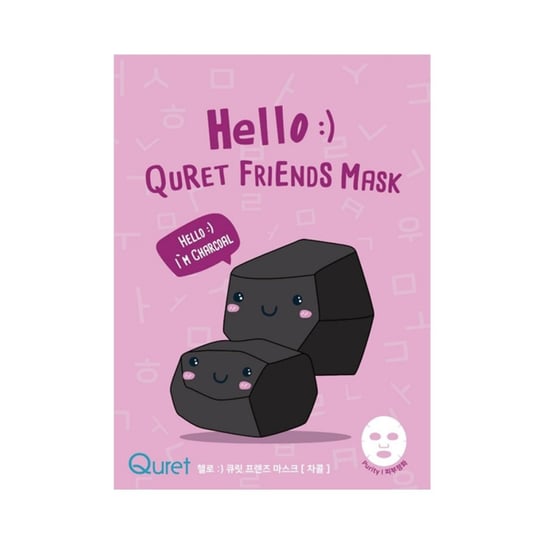 Quret, Hello Quret Friends Mask, maska do twarzy w płachcie Węgiel Aktywny, 25 g Quret
