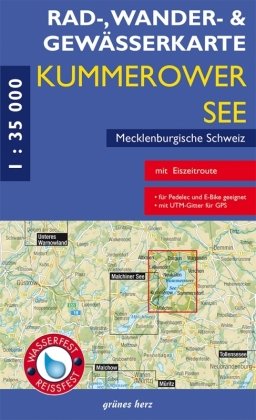 Rad-, Wander- und Gewässerkarte Kummerower See - Mecklenburgische Schweiz 1:35.000. Grunes Herz Verlag, Verlag Grnes Herz Lutz Gebhardt&Shne Gmbh&Co. Kg