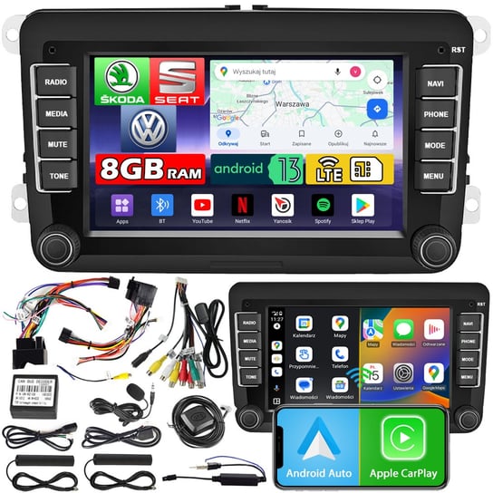 Radio nawigacja Android do Volkswagen Skoda Seat 8GB 2DIN Bluetooth 7' Android Auto i Apple CarPlay NCS