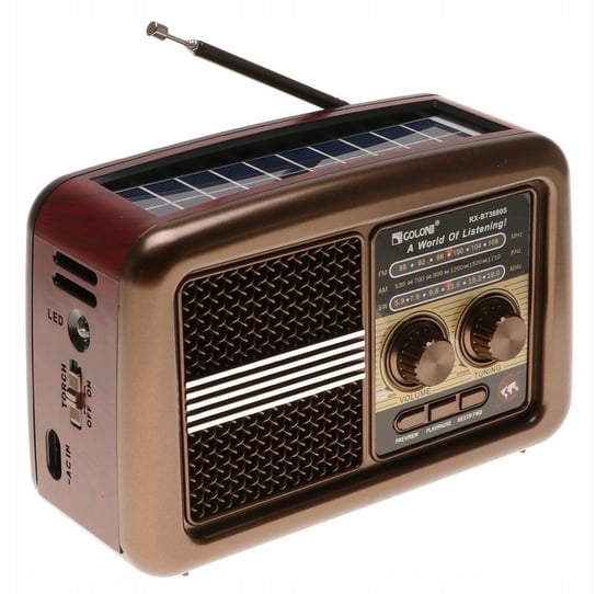 Radio RETRO Przenośne Głośnik TF MP3 USB Solar BLUETOOTH LATARKA 3871 Yermos