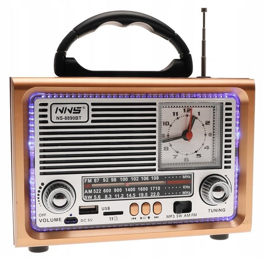 Radio RETRO z Zegarem Podświetlane Przenośne Głośnik Bluetooth USB TF 2099 Inna marka