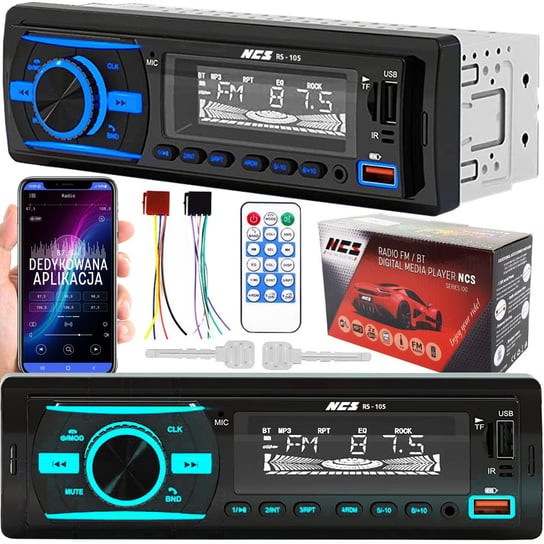 Radio samochodowe 1DIN RCA USB SD mikrofon Bluetooth dedykowana aplikacja | NCS RS-105 NCS