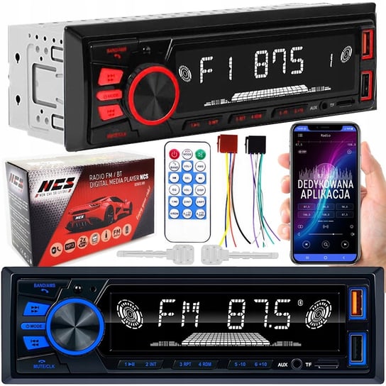 Radio samochodowe 1DIN SD USB mikrofon Bluetooth dedykowana aplikacja | NCS RS-108 NCS