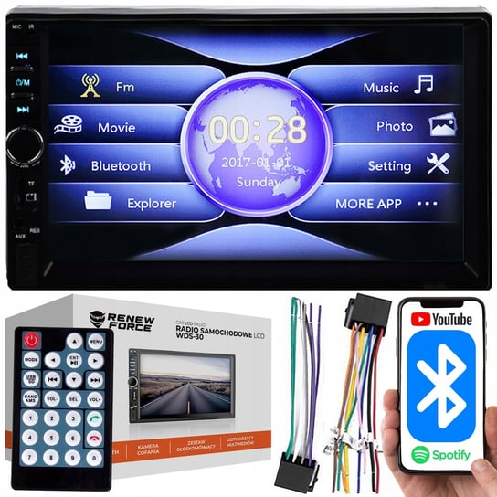 Radio Samochodowe Bluetooth 2DIN Wyświetlacz 7" USB SD AUX Dotykowy Ekran WDS-30 LOGIT