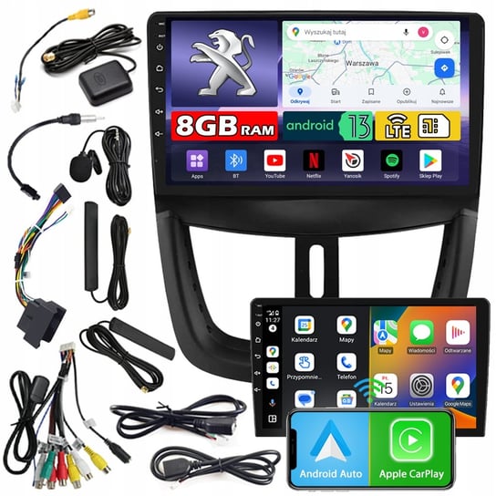 Radio samochodowe NCS ZQ9 PEUGEOT 207 2006-2013 Android nawigacja 8GB LTE NCS