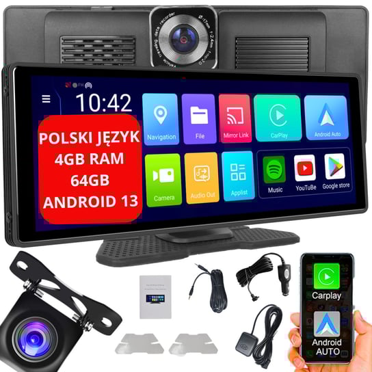 RADIO STACJA MULTIMEDIALNA EKRAN MONITOR CARPLAY ANDROID AUTO MIRROR LINK ANDROID 13 WIDEOREJESTRATOR DVR NA TAPICERKĘ DESKĘ ROZDZIELCZĄ KAMERA COFANIA Inna marka
