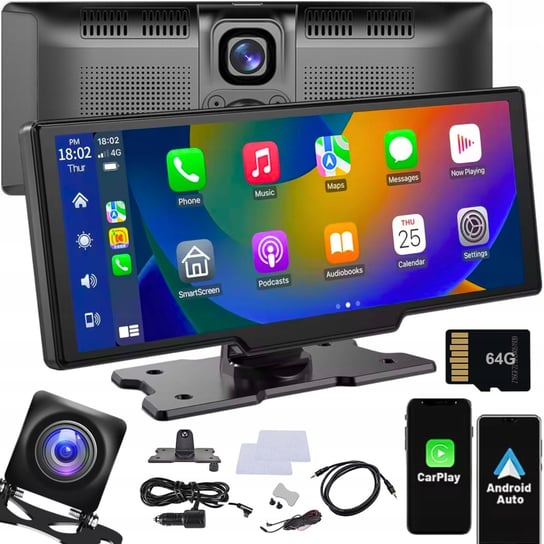 Radio Stacja Multimedialna Monitor Android Auto Apple Carplay 2 Kamery Dvr VORTEX