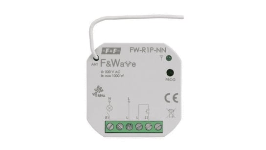 Radiowy pojedyńczy przekaźnik wielofunkcyjny, do instalacji bez przewodu neutralnego FW-R1P-NN F&F