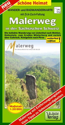 Radwander- und Wanderkarte Malerweg in der Sächsischen Schweiz 1:20000 Barthel, Barthel Andreas Verlag