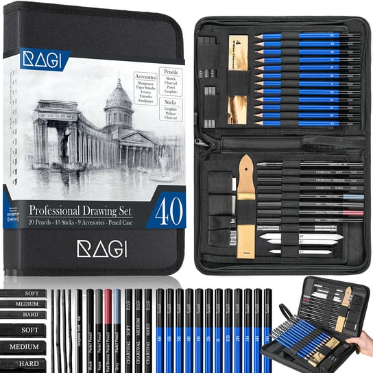 RAGI, Ołówki do szkicowania, Profesjonalny zestaw 40w1 Ragi