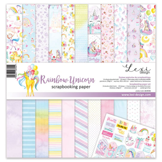 Rainbow Unicorn  - zestaw papierów - 30,5 cm x 30,5 cm - Lexi Design Lexi Design