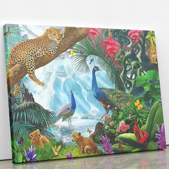 Raj w dżungli - Diamentowa mozaika, haft diamentowy 50 x 40 cm ArtOnly