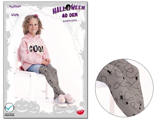 Rajstopy Dziecięce Halloween Koty 128-134 Grey KNITTEX