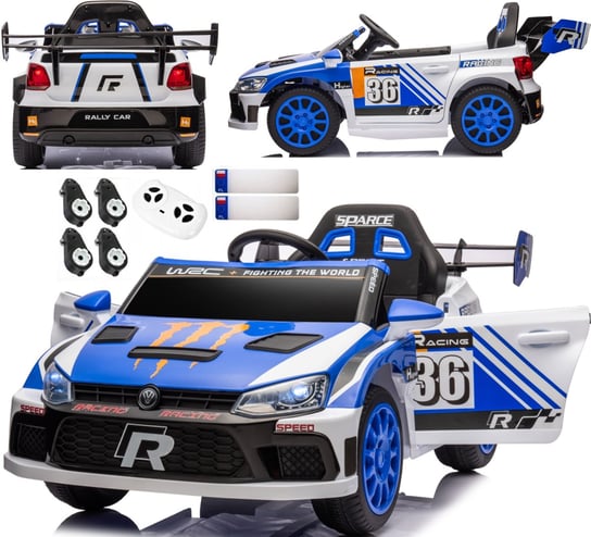 RALLY CAR auto na akumulator 12V napęd 4x4 Pilot LED niebieski Joy4Kids